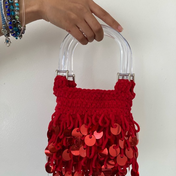 Chic Red Sequin Crochet Mini Bag - Picture 4 of 4